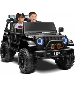 JEEP GRAVITY 12V PARA NIÑOS, 2 PLAZAS, RC, ASIENTO  CUERO, RUEDAS GOMA , NEGRO  INDA452-KI4-c4k0310